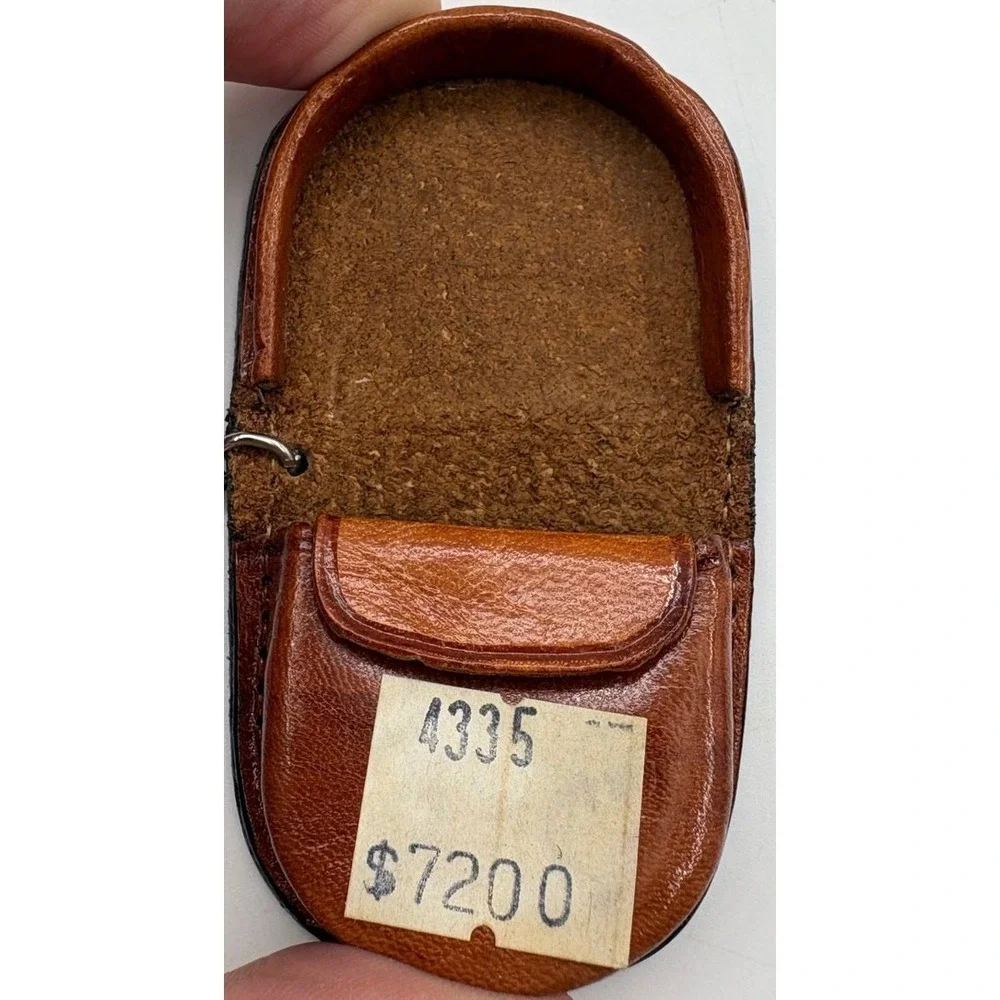 Geminis Leather Coin Holder Keychain Brown Made in Mexico‎ Vintage
